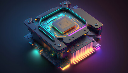 Fototapeta premium circuit, processor motherboard illustration, 3d render