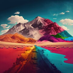The Land of Colour, colorful abstract landscape. Generative AI
