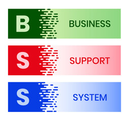 BSS - Business Support System acronym. business concept background. vector illustration concept with keywords and icons. lettering illustration with icons for web banner, flyer, landing page
