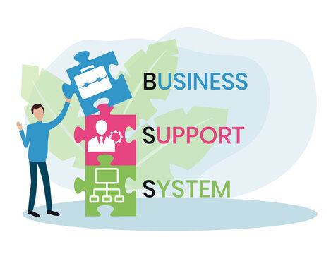 BSS - Business Support System acronym. business concept background. vector illustration concept with keywords and icons. lettering illustration with icons for web banner, flyer, landing page