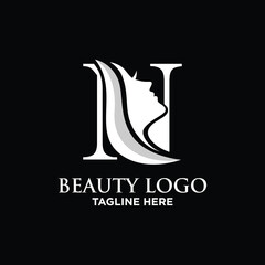 Letter N Beauty Face Logo Design Template Inspiration, Vector Illustration.