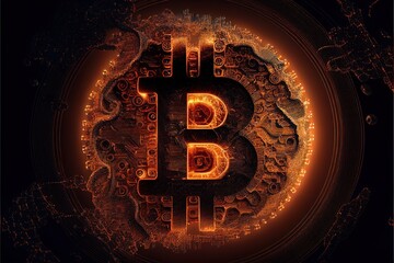 Bitcoin digital money, burn, bold, variations, generative by AI