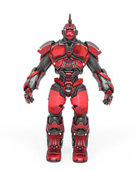 war ready robot is standing up in a pose