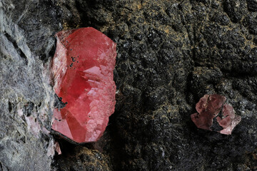 rhodochrosite crystal in matrix from Peru