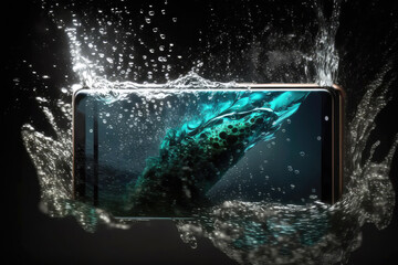 Smartphone falling in water, waterproof and splash proof, ip67, ipx68, Generative AI