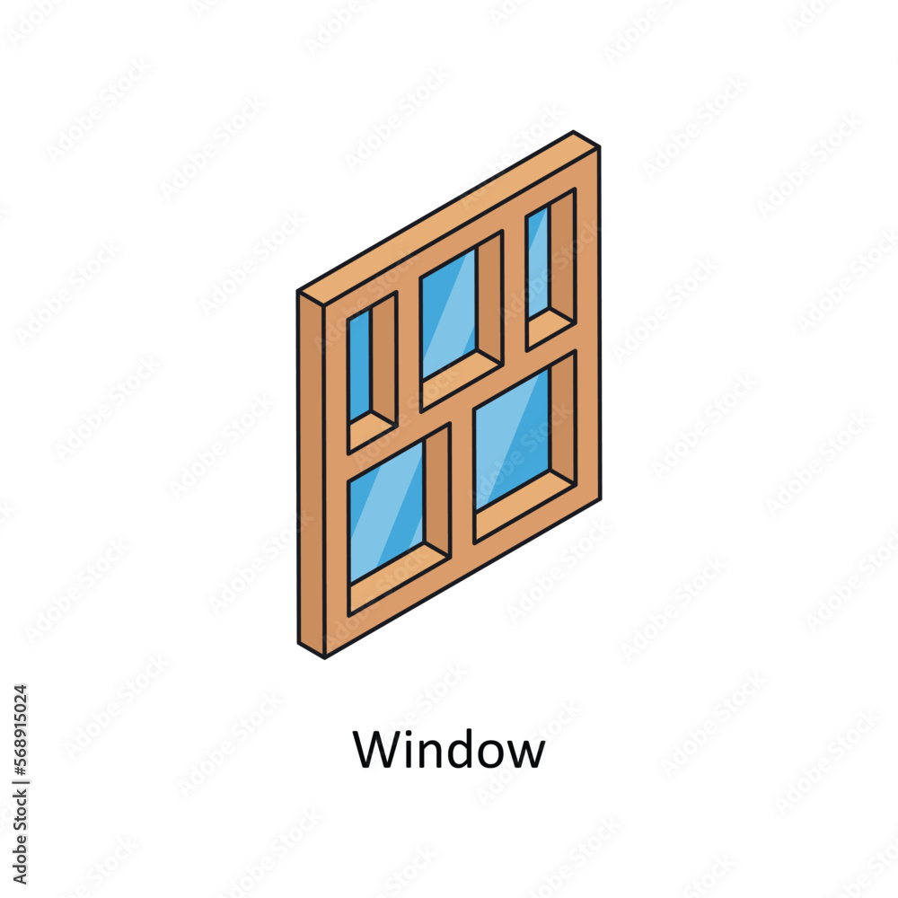 Poster window vector isometric filled outline icon for your digital or print projects.