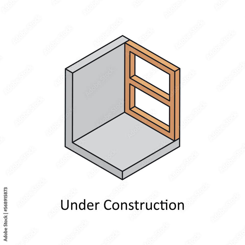 Poster under construction vector isometric filled outline icon for your digital or print projects.