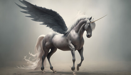 Obraz na płótnie Canvas white horse pegasus