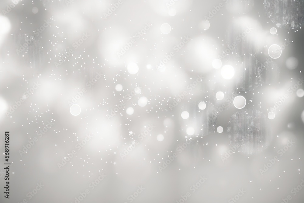 Poster a blurry photo of a white and gray background with small circles of light on the left side of the im