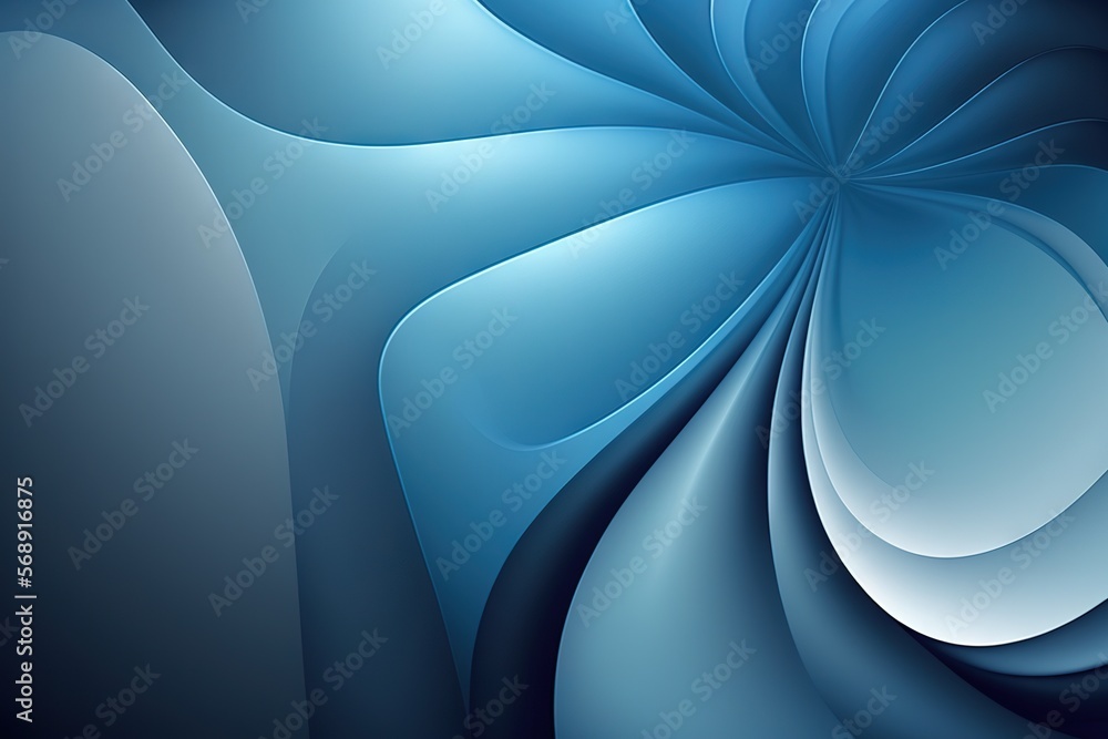 Poster a blue abstract background with a spiral design on it's side and a black background with a white cir