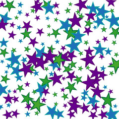 Abstract white background with blue and green confetti stars, design element