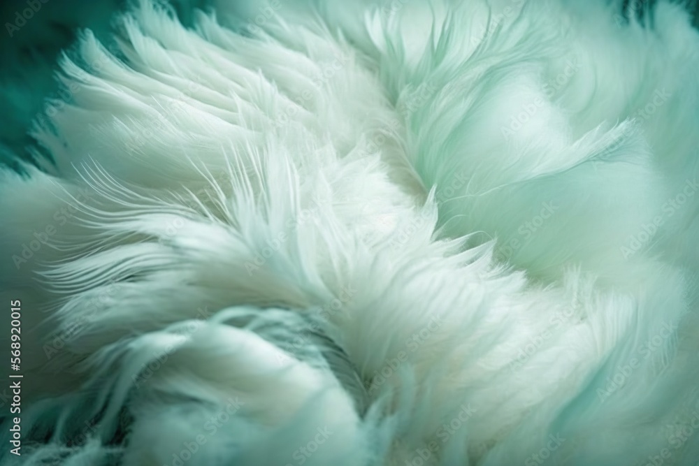 Poster a close up of a white feather on a green background with a blurry image of the feathers in the cente