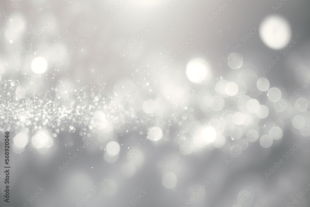 Poster a silver glittery background with bokeh lights, creating a beautiful and mesmerizing effect the back