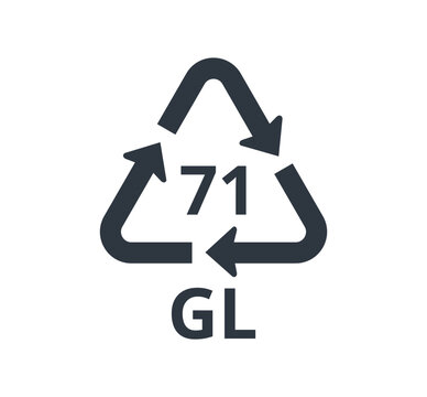 Isolated 71 GL icon for green glass. 