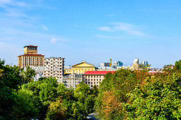 Fototapeta na wymiar View of residential buildings in Kyiv, Ukraine. Cityscape
