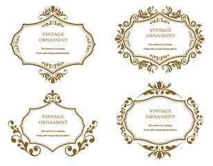 set of graphic materials, oriental patterns, arabesque patterns, antiques, decorative borders and vintage frames.