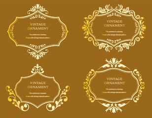 set of graphic materials, oriental patterns, arabesque patterns, antiques, decorative borders and vintage frames.