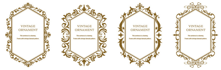 set of graphic materials, oriental patterns, arabesque patterns, antiques, decorative borders and vintage frames.