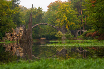 Fototapeta premium View of Devils bridge in Germany in Saxony