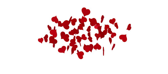 Fototapeta na wymiar hearts on a transparent background. 3D rendering. for valentine's day and wedding. PNG Rain from hearts.