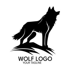 Silhouette art wolf logo, vector template
