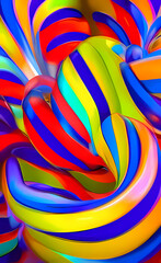 3D colorful twisted background, can be used in graphic design, product and interior design, advertising, and education. AI-generated digital illustration. Concept of creativity, and curiosity