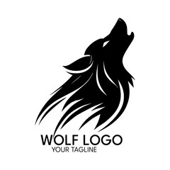Silhouette art wolf logo, vector template