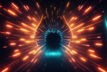 Obraz premium Futuristic Corridor Tech Background with Neon Light