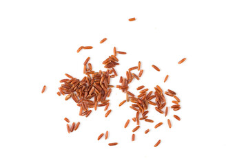 Red rice closeup on white
