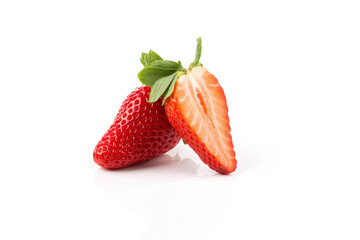 Red ripe strawberry fruits