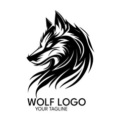 Silhouette art wolf logo, vector template