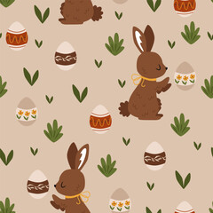 seamless pattern with easter bunny