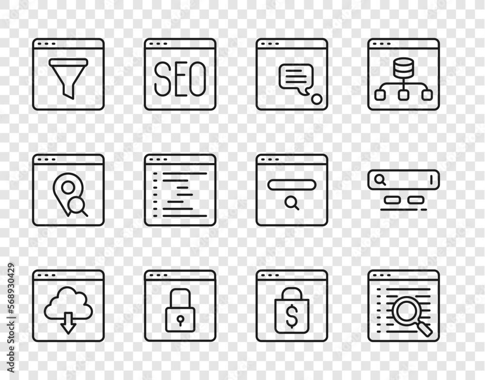 Poster set line cloud download, search engine, new chat messages notification, secure your site with https,