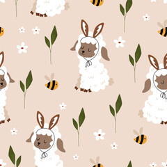 seamless pattern with easter lamb