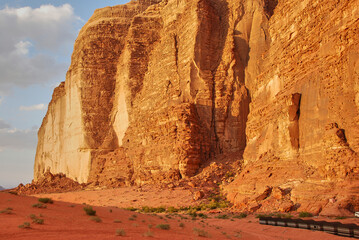 rocky landscape of the arid and dry Wadi Rum desert Jordan