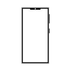 Mobile phone.Model smartphone.Mobile phone with shadow on transparent background.Vector. Transparent screen isolated,Device,display