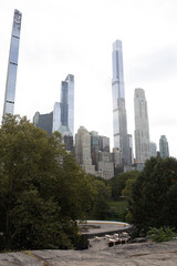 Fototapeta premium cityscape with modern skyscrapers and green park in New York City.