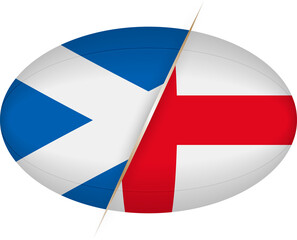 Scotland vs England icon in the shape of a rugby ball