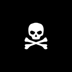 Obraz na płótnie Canvas Death skull head, bones danger symbol. Horror, toxic icon isolated on black background. 
