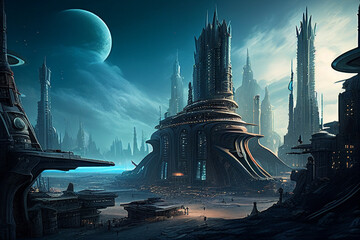 generative ai  Futuristic Alien city on an alien world