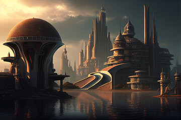 generative ai  Futuristic Alien city on an alien world