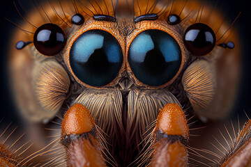 generative ai, Bug close up of an insects face, a Spider face
