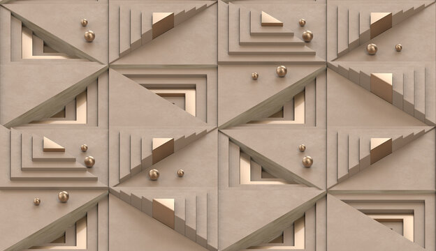 Valley of square stairs. Beige color.