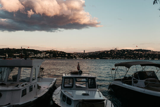 Beautiful red sunset over Istanbul