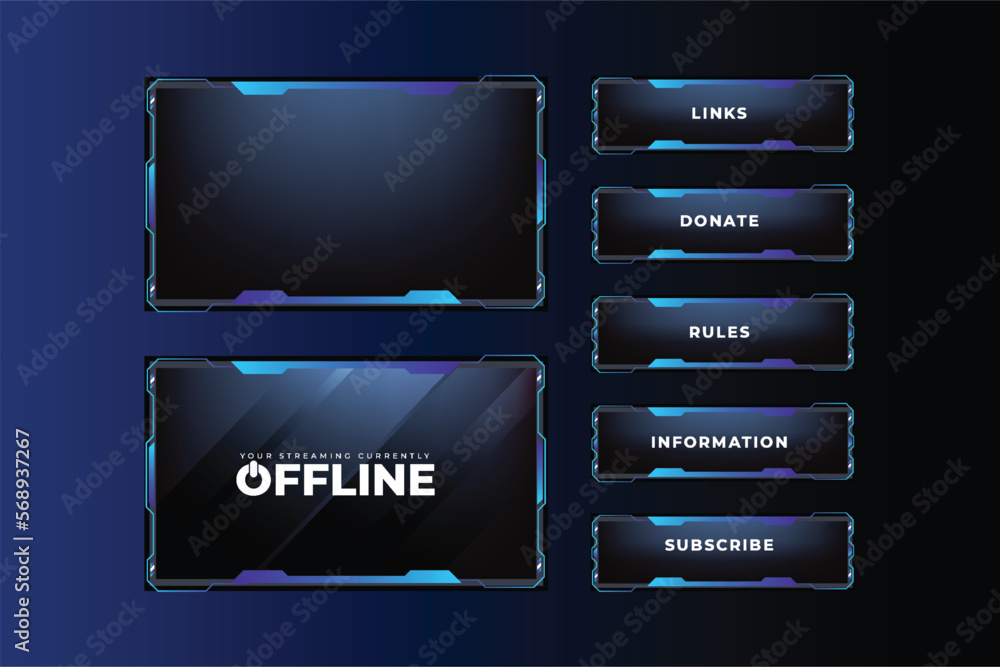Poster creative gaming screen interface design with geometric shapes. broadcast game screen panel vector wi