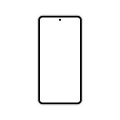 smartphone isolated on white.Model smartphone.Mobile phone with shadow on transparent background.Vector. Transparent screen isolated