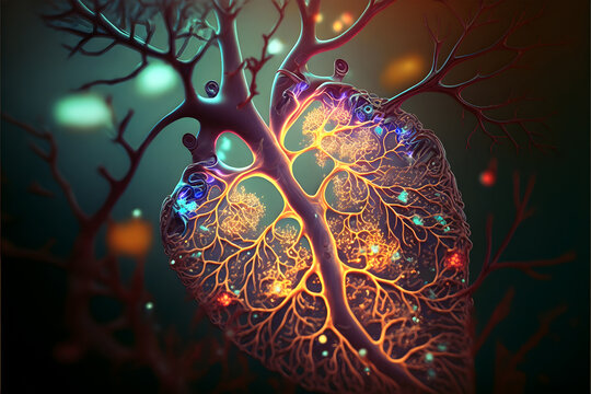 Futuro de la anatomía de la cardiopatía humana. Tecnología cardiaca, innovaciones en medicina y trasplantes. Formación cardiovascular y tecnologías modernas.ai generadas