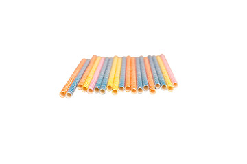Colored straws isolated on white background