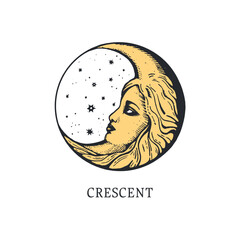 Crescent moon hand drawing 