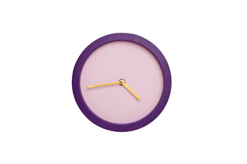 Purple wall watch isolated on white background